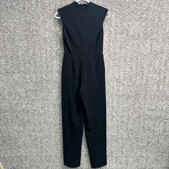 Calvin Klein Jumpsuit Women’s 2 Black Faux Wrap V-Neck Sleeveless - Picture 5 of 9